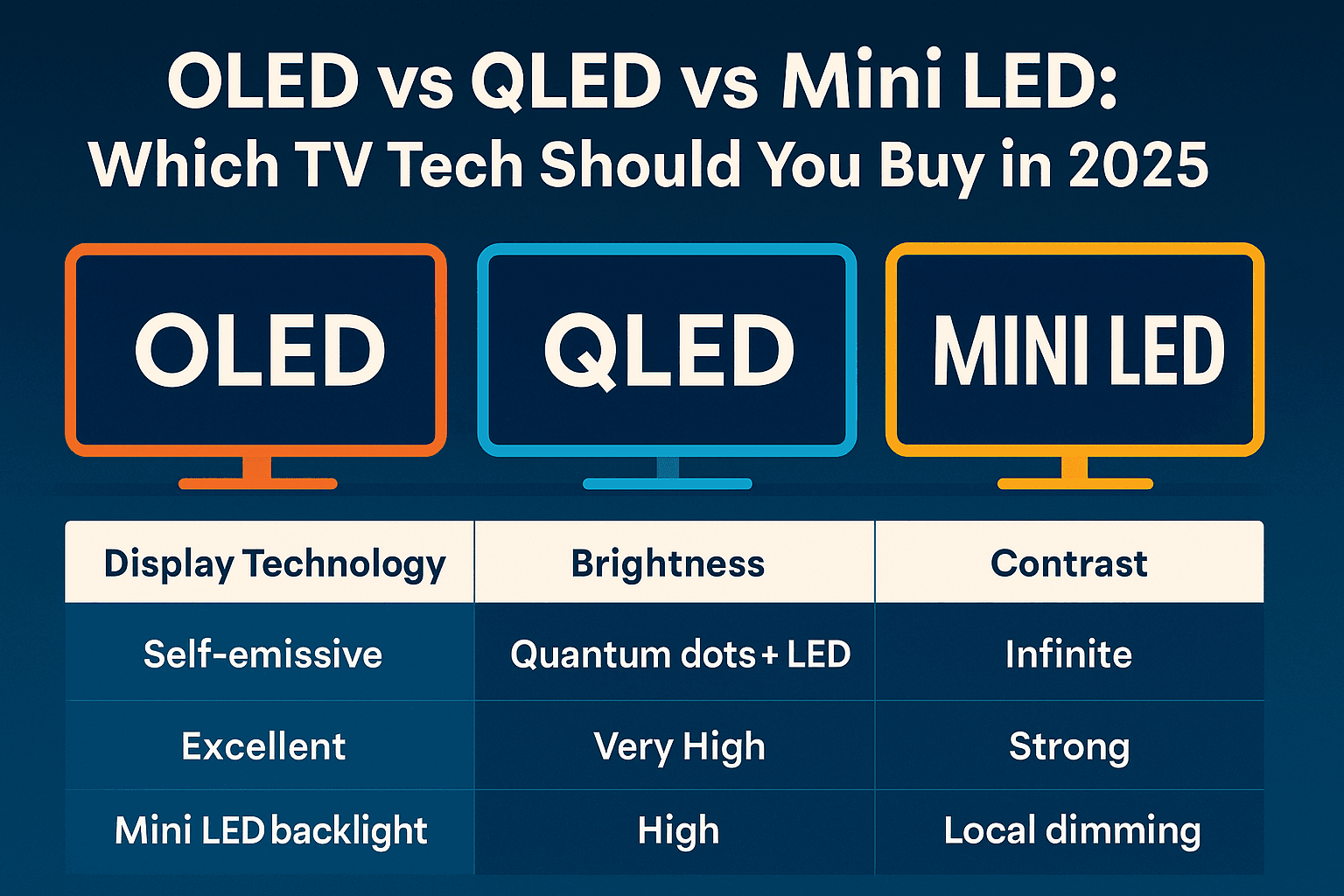 OLED vs QLED vs Mini LED: Which TV Tech Should You Buy in 2025