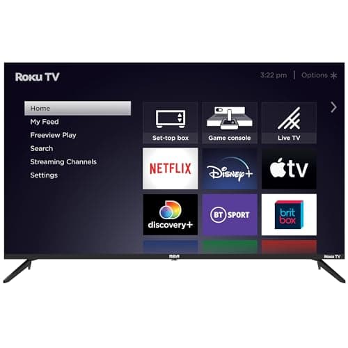 RCA Roku TV 50 Inch Smart TV, 50" 4K Ultra HD TV with Apple TV+ BBC Netflix Freeview Play, HDR Dolby Audio DVB-T2/T 3 x HDMI 2 x USB 2.0 Port UHD Television, Ideal Large Screen TV for Living Room