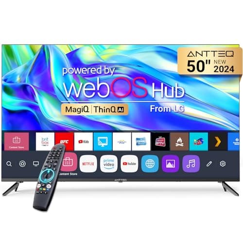 Antteq 50 Inch Smart TV, MagiQ 50" UHD 4K 2024 Black Television