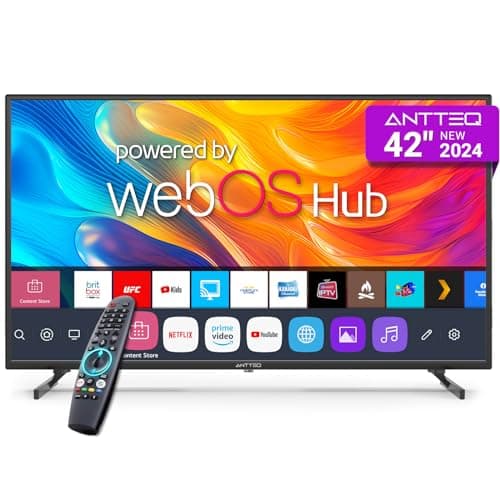 Antteq 42 Inch Smart TV WebOS TV MagiQ 42" with ThinQ AI, Voice Magic Remote, Airplay, Apple TV+, Netflix, Freeview, YouTube, WIFI, 2024 Black Televisions