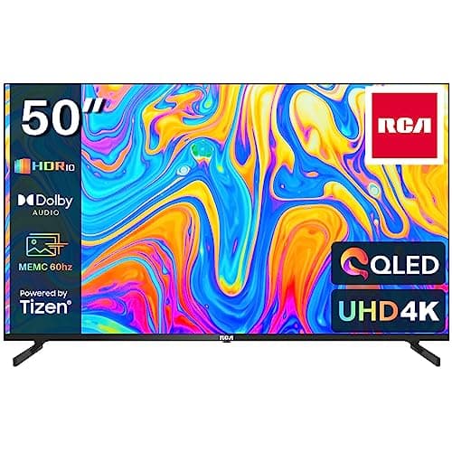 RCA QLED 50 Inch 4K Smart TV, UHD HDR Tizen OS TV with Youtube Netflix Motion Mode, 3 x HDMI 2 x USB WiFi Bluetooth, Large Screen TV for Living Room Home Office